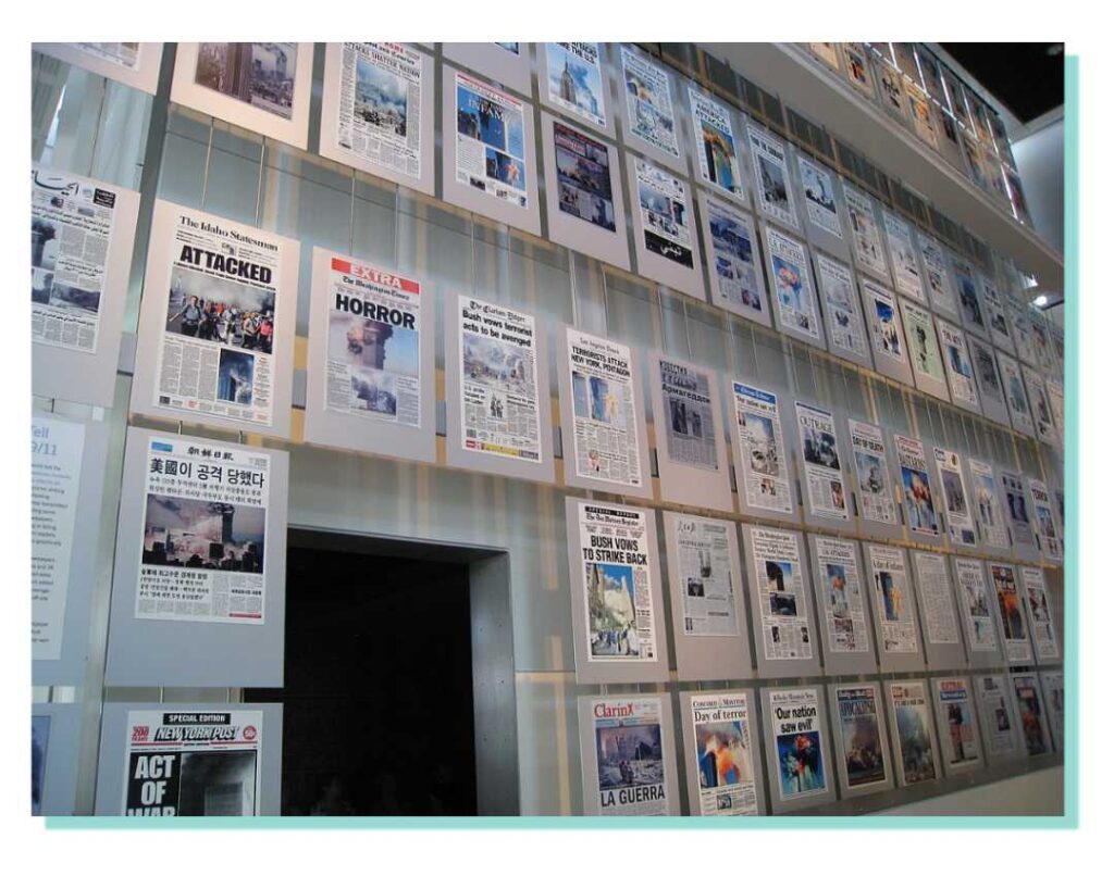 Example of using large printouts as visual aids - Newseum, D.C.