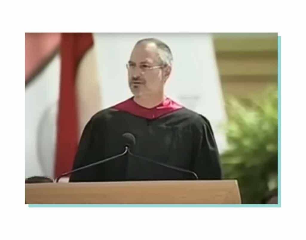 Steve Jobs delivers the commencement address to the Stanford class of 2005